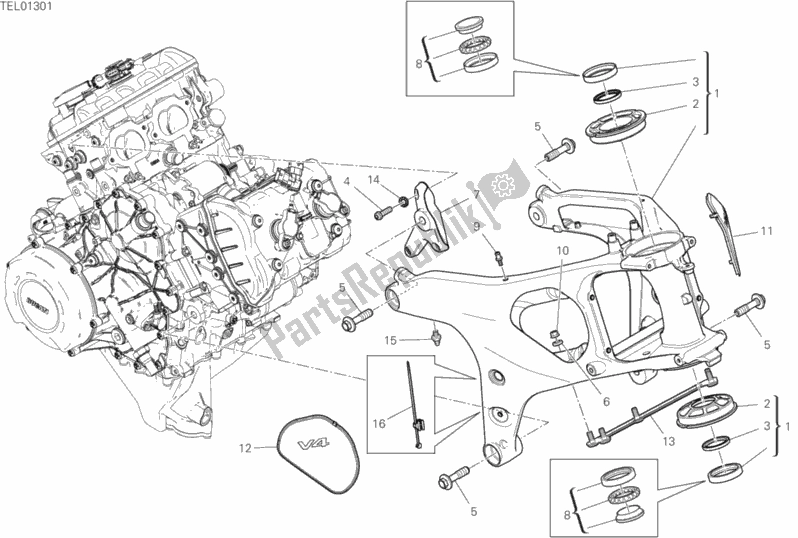 Todas as partes de Quadro, Armação do Ducati Superbike Panigale 25 Anniversario 916 USA 1100 2020